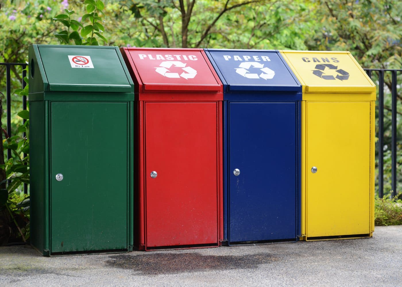 Colour-coded recycling bins